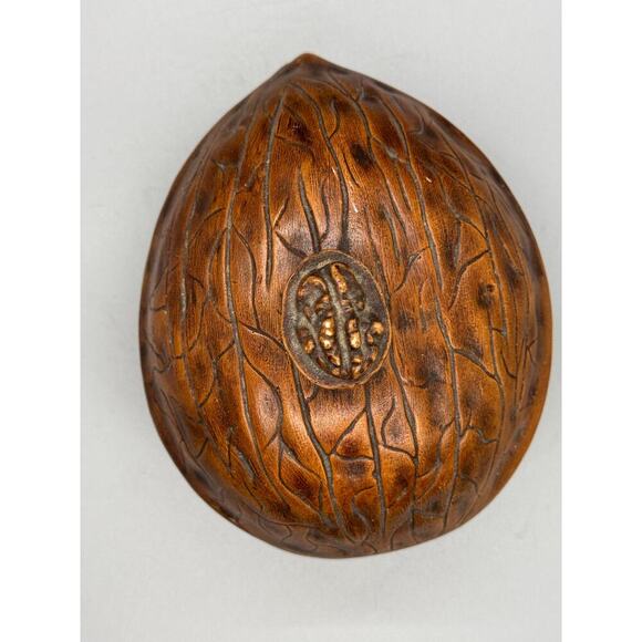 Vintage Signed Walnut Ceramic Dish with Lid Walnut handle On Lid Fred Hall 1970 - Picture 7 of 13